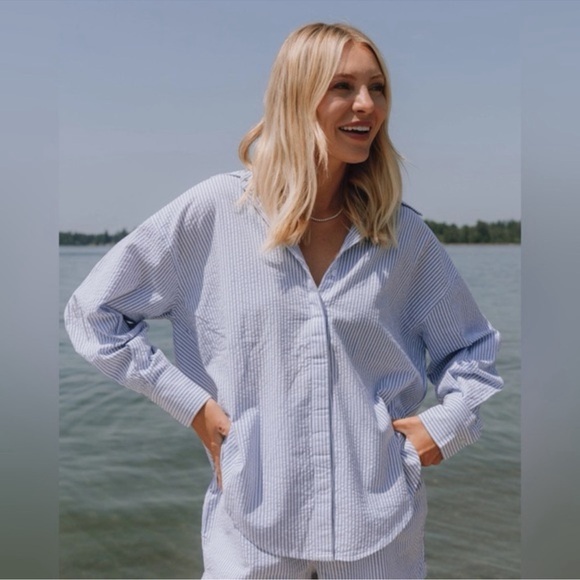 Daily Drills Light Blue Striped Button-Down Shirt - Picture 2 of 3